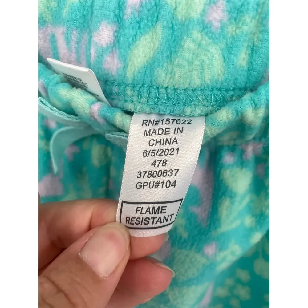 Eddie Bauer Kids Teal Green Fleece Pajama Pants Fox Deer Print M 10/12